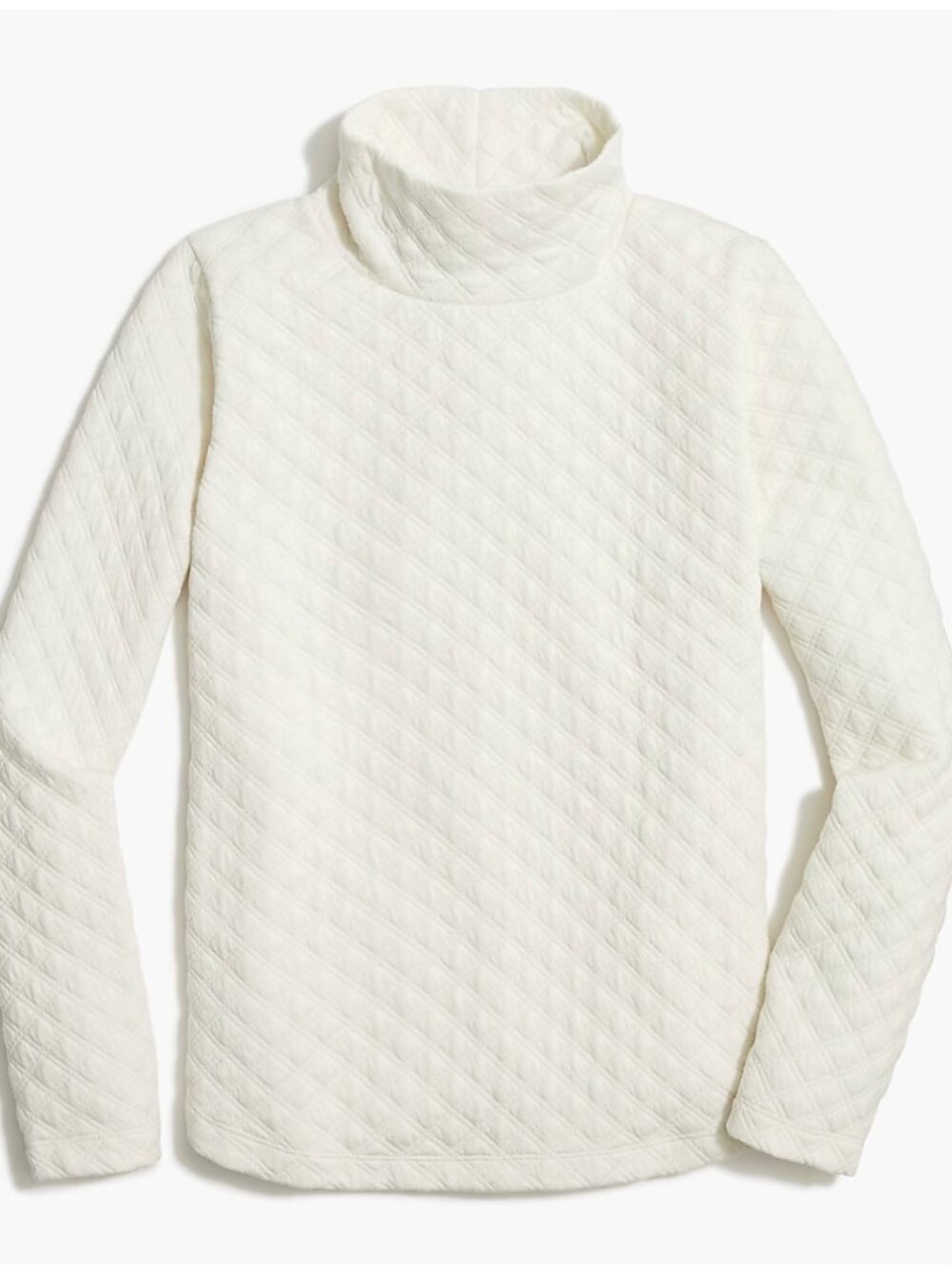 J. Crew Quilted Mockneck Pullover, size L, Ivory